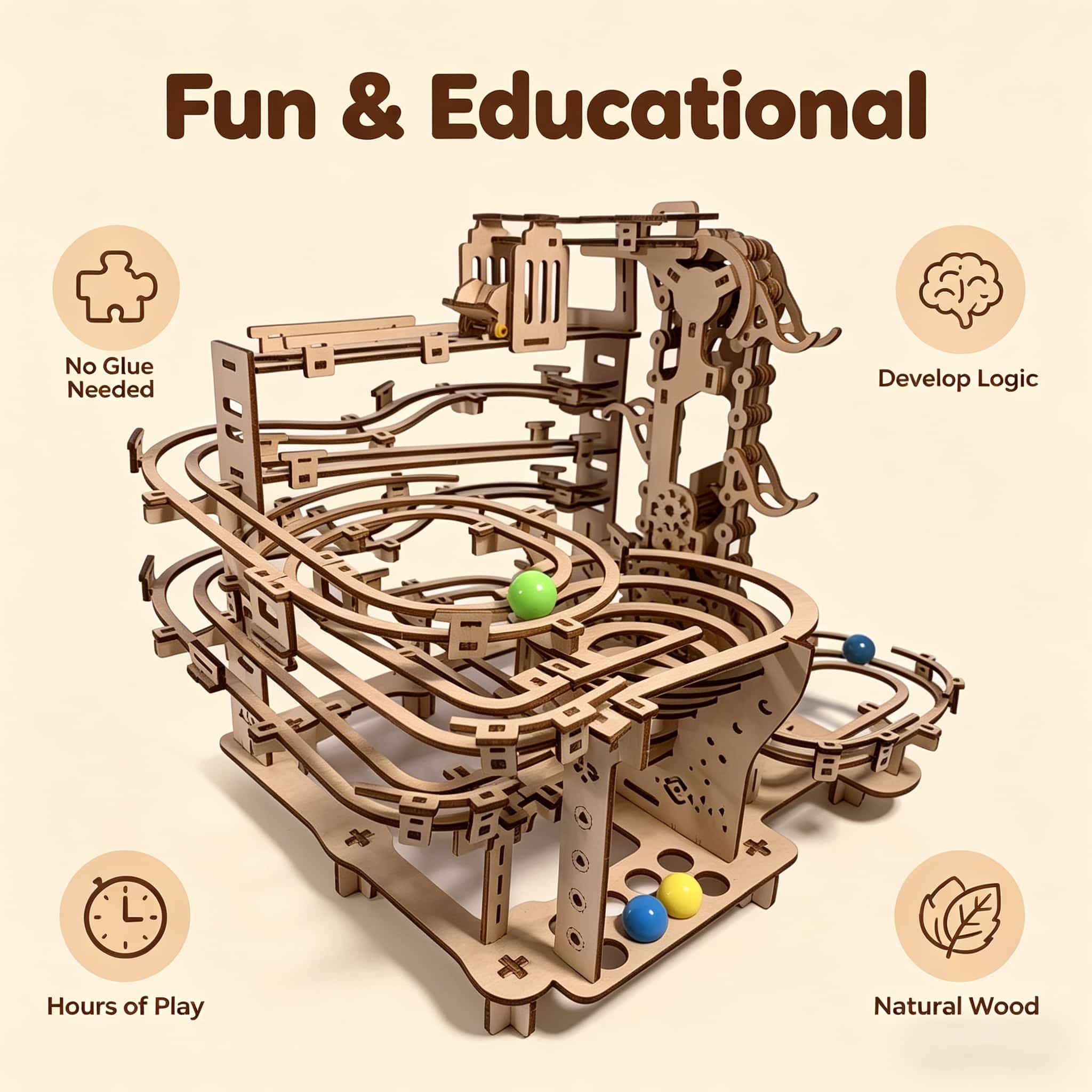 Mechanische Murmelbahn 3D Holz – Running Gear Gifts Bewertung und Preis